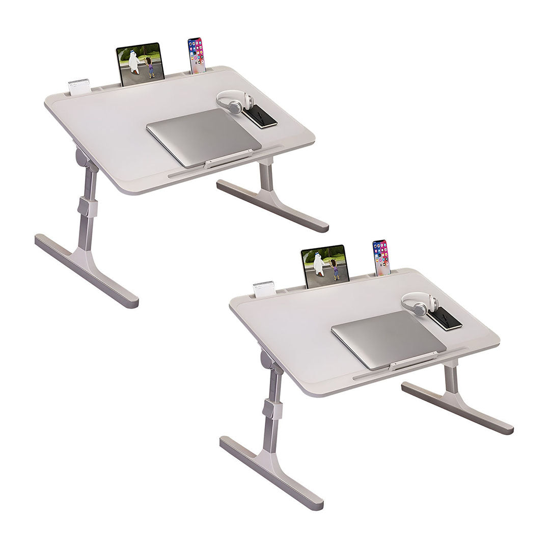 SOGA 2X 70X45cm White Small Laptop Bed Portable Foldable Study Table Adjustable