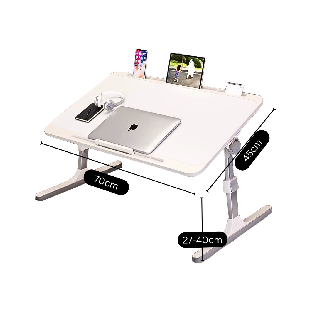 SOGA 2X 70X45cm White Small Laptop Bed Portable Foldable Study Table Adjustable