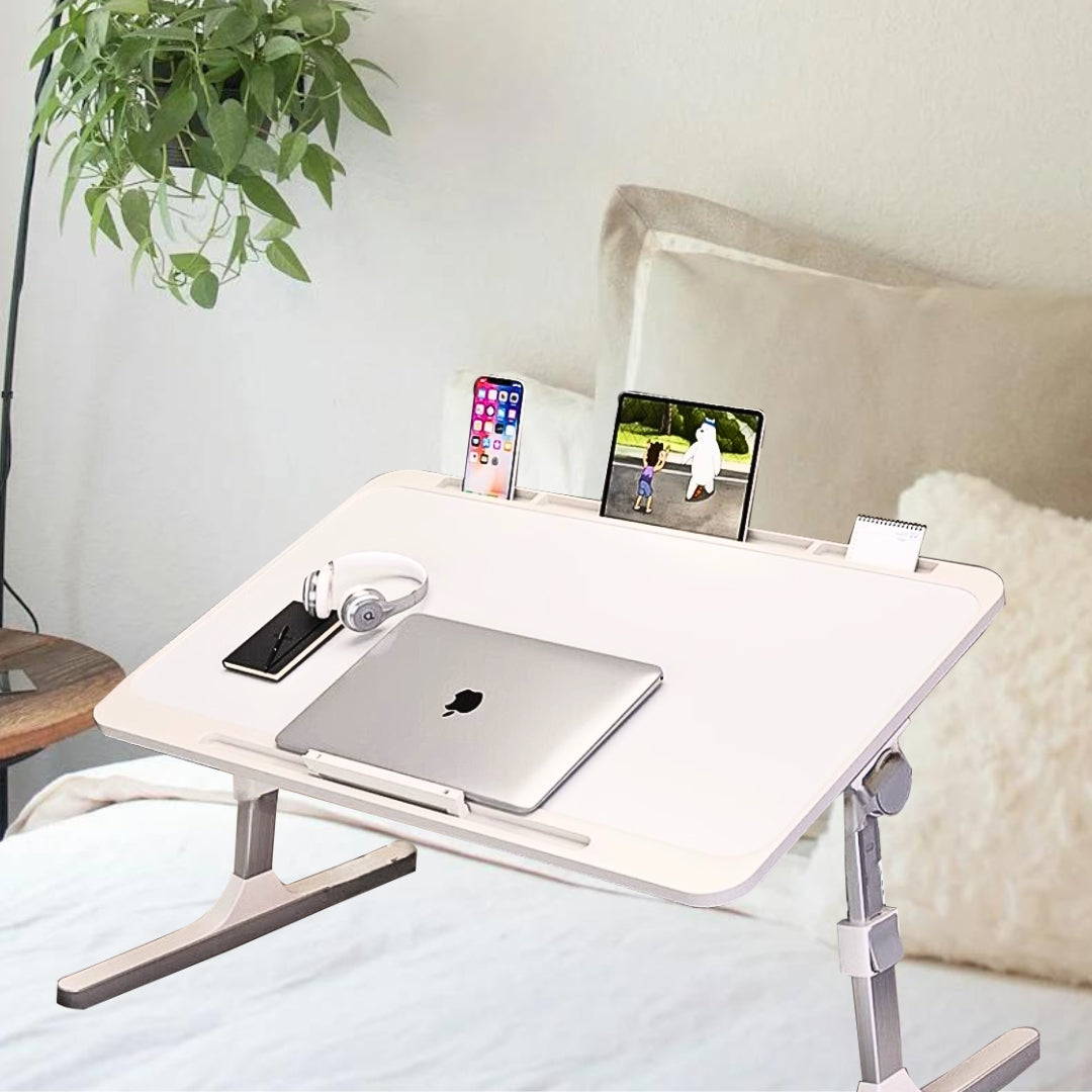 SOGA 2X 70X45cm White Small Laptop Bed Portable Foldable Study Table Adjustable