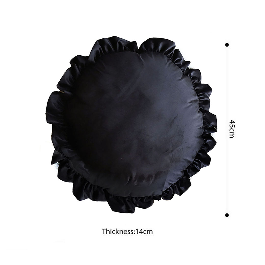 SOGA 2X 45cm Butterfly Black Vintage Lotus Leaf Edge Round Throw Pillow