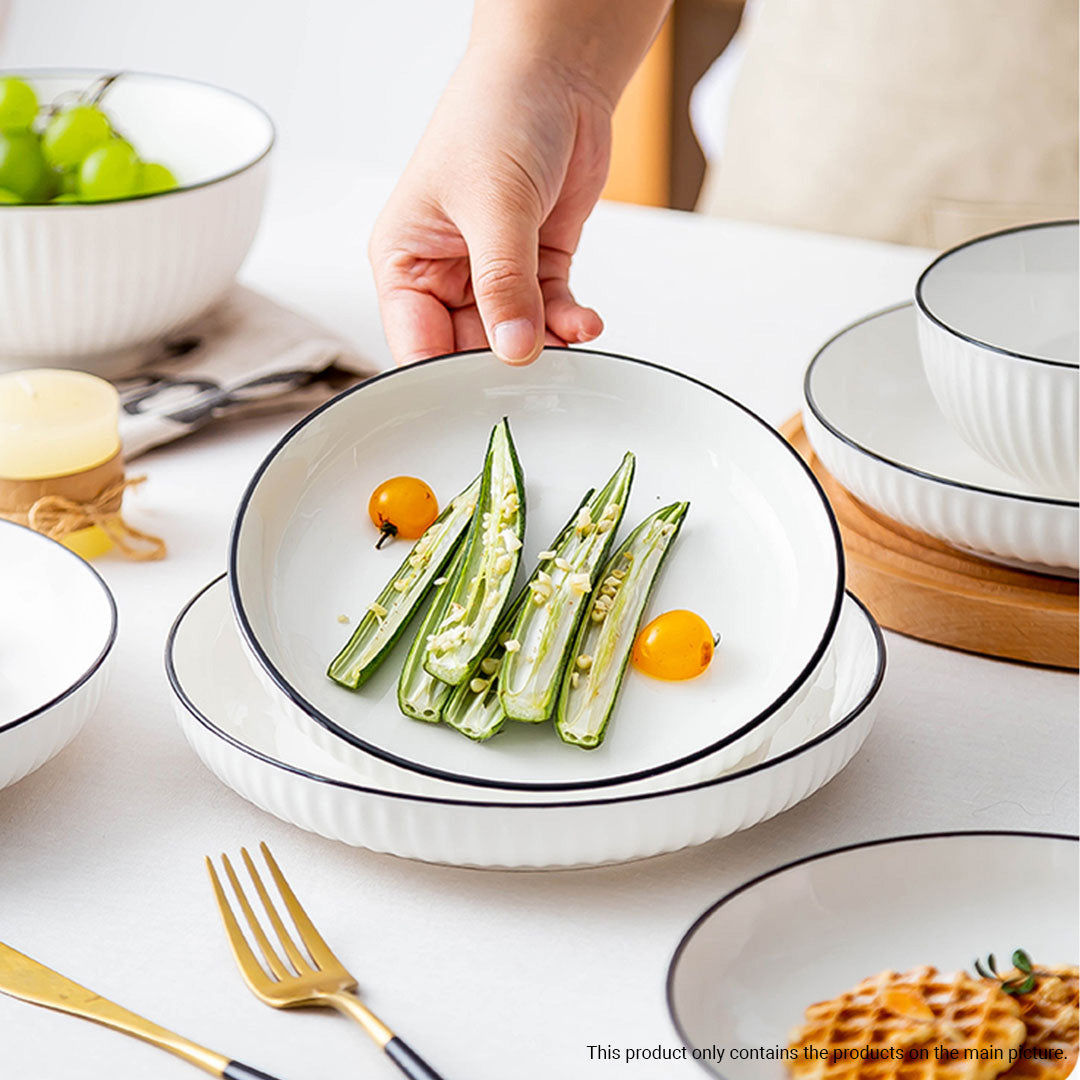 White Ceramic Dinnerware Bowl Set