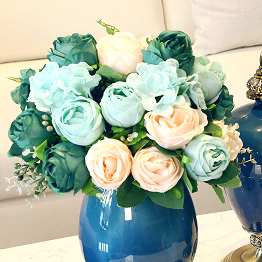 Artificial Silk Rose Bouquet (15-Pcs)