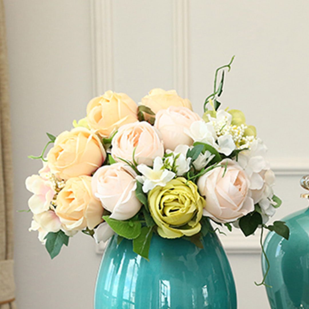 Artificial Silk Rose Bouquet (15-Pcs)
