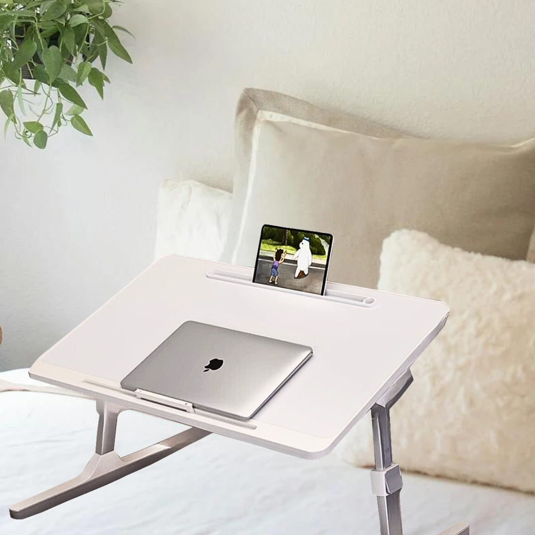 SOGA 2X 60X40cm White Small Laptop Bed Portable Foldable Study Table Adjustable