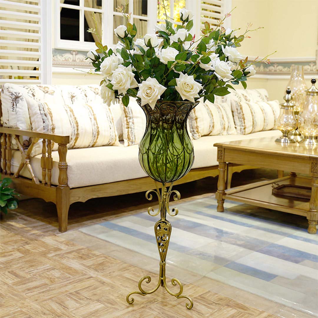 Glass Floor Vase With Stand