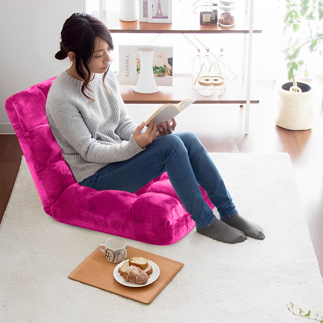 SOGA Floor Recliner Folding Lounge Sofa Futon Couch Folding Chair Cushion Pink x4