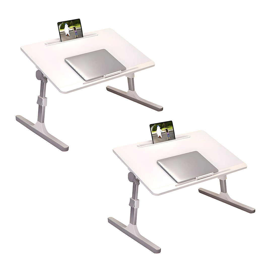 SOGA 2X 60X40cm White Small Laptop Bed Portable Foldable Study Table Adjustable