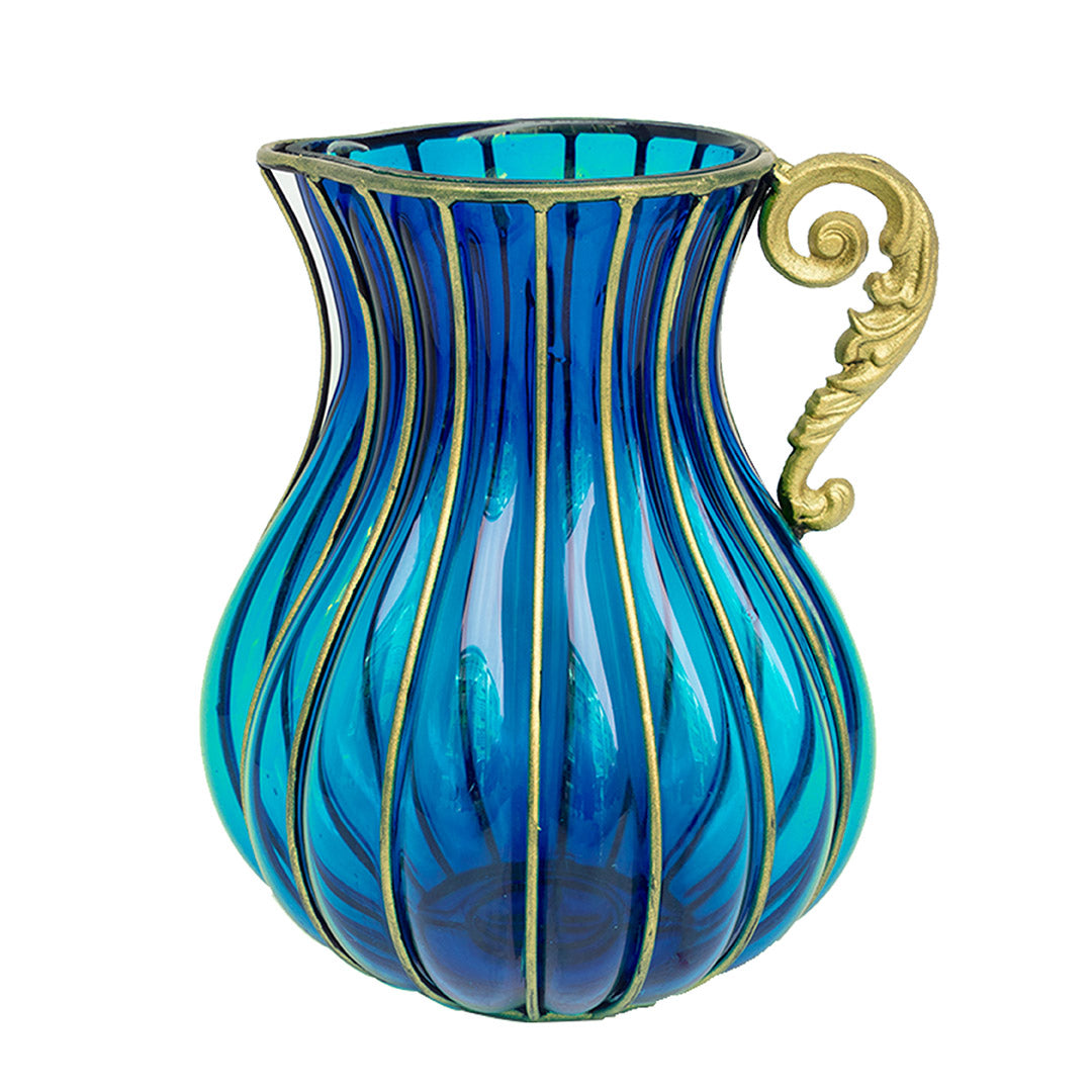 Glass Flower Vase with Metal Handle