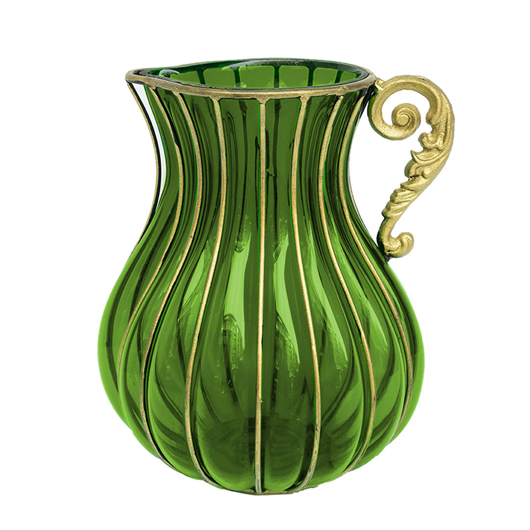 Glass Flower Vase with Metal Handle