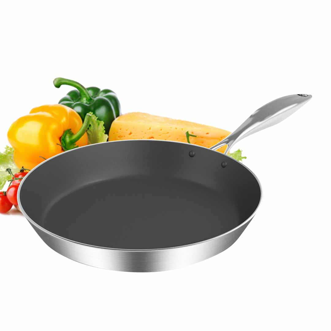 SOGA Stainless Steel Fry Pan 28cm Frying Pan Induction FryPan Non Stick Interior