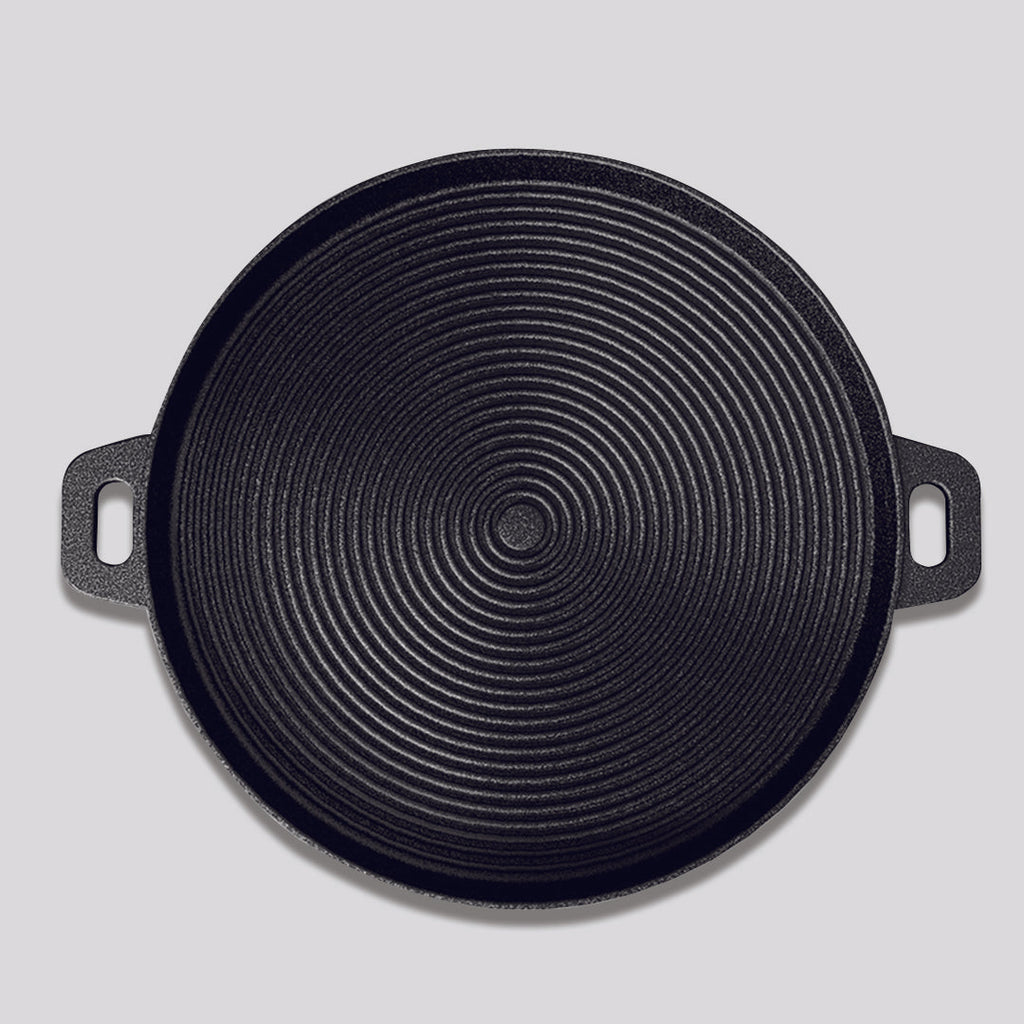 35cm Round Ribbed Frying Pan with Handle