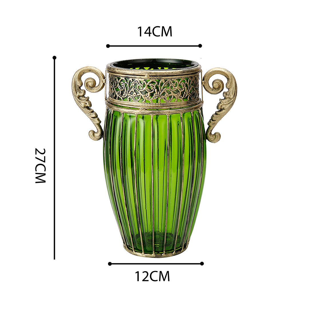 Flower Vase with Metal Handle