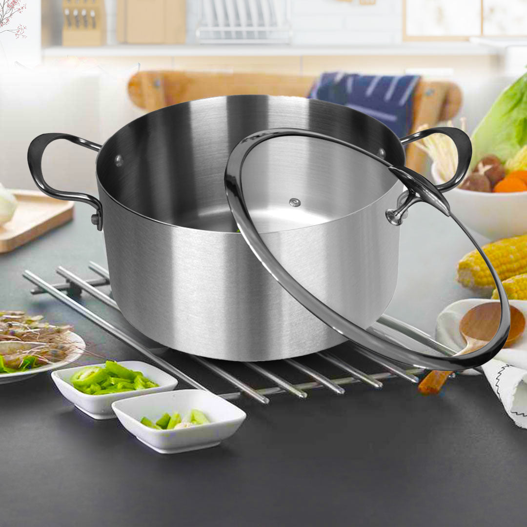 Stainless Steel Casserole With Glass Lid