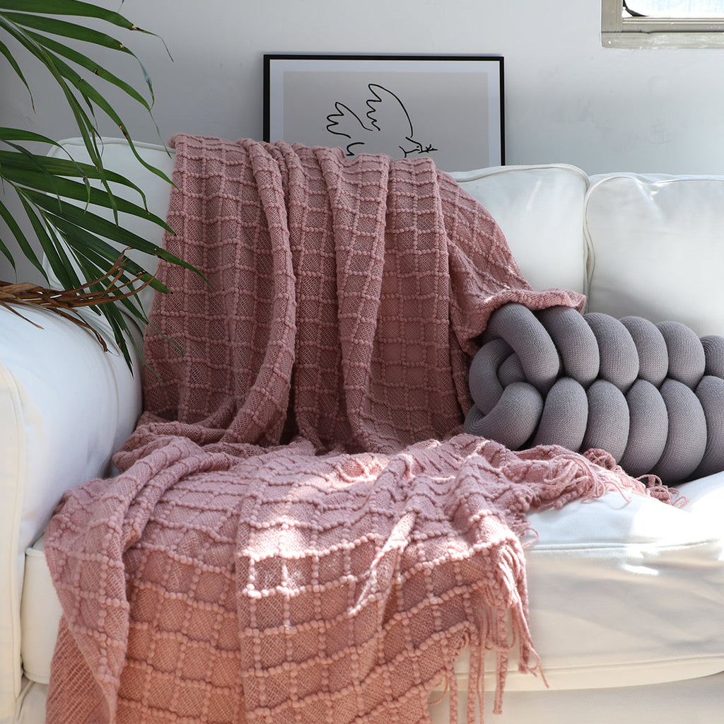 Diamond Knitted Pattern Throw Blanket