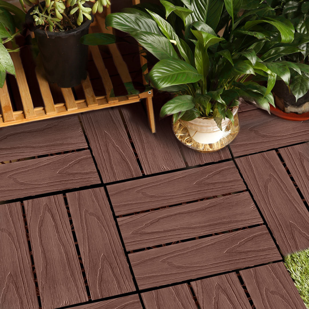 DIY Wooden Composite Decking Tiles (11-Pack)