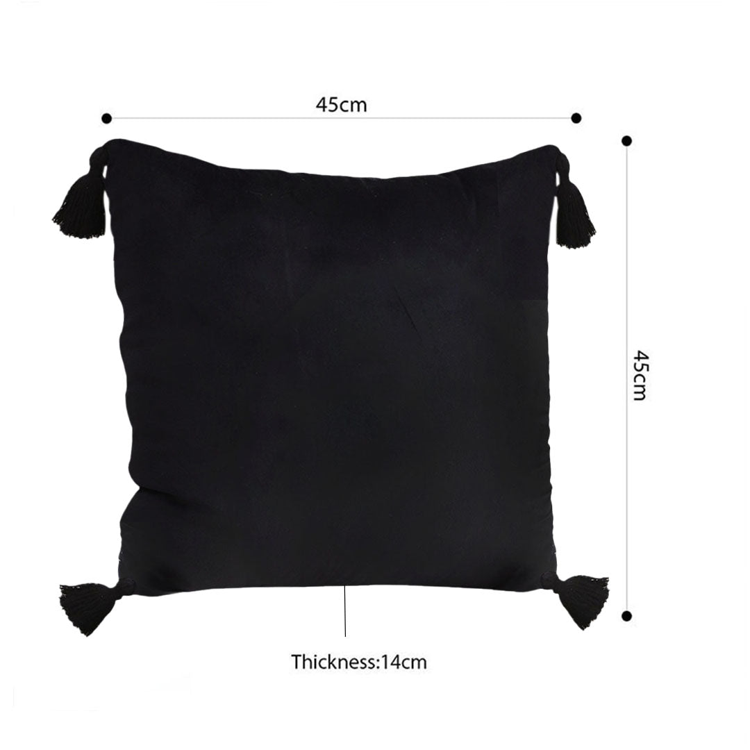 SOGA 2X 45cm Black Vintage Butterfly Pillow Tassel Velvet Square Throw Pillow