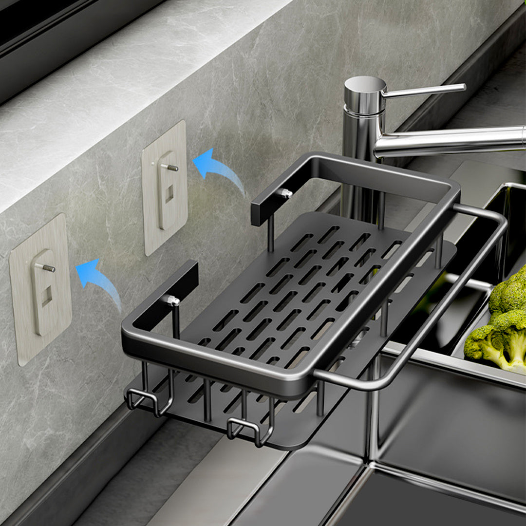SOGA 2X 34cm Kitchen Sink Storage Organiser Space Saving Adhesive Shelf Rack