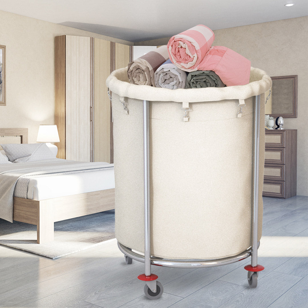 White Round Linen Cart