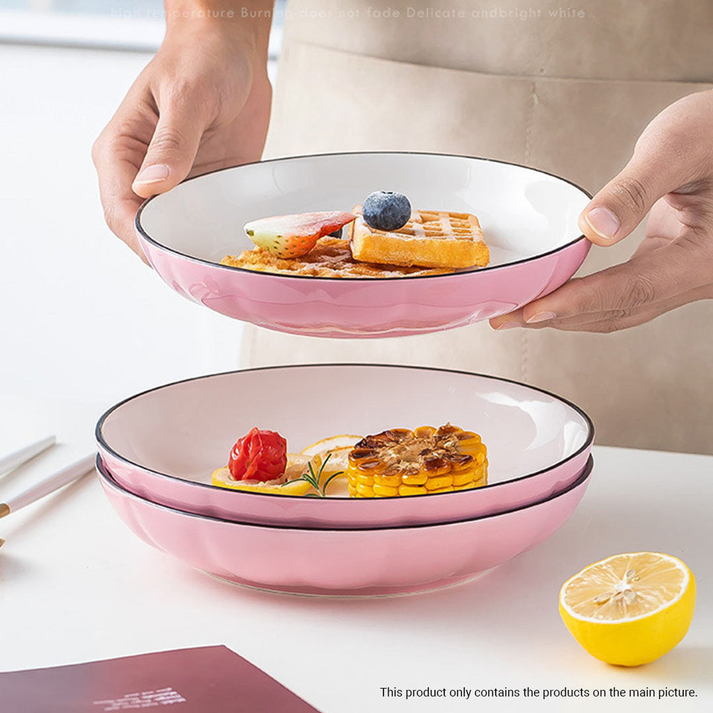 Pink Ceramic Dinnerware Bowl Set