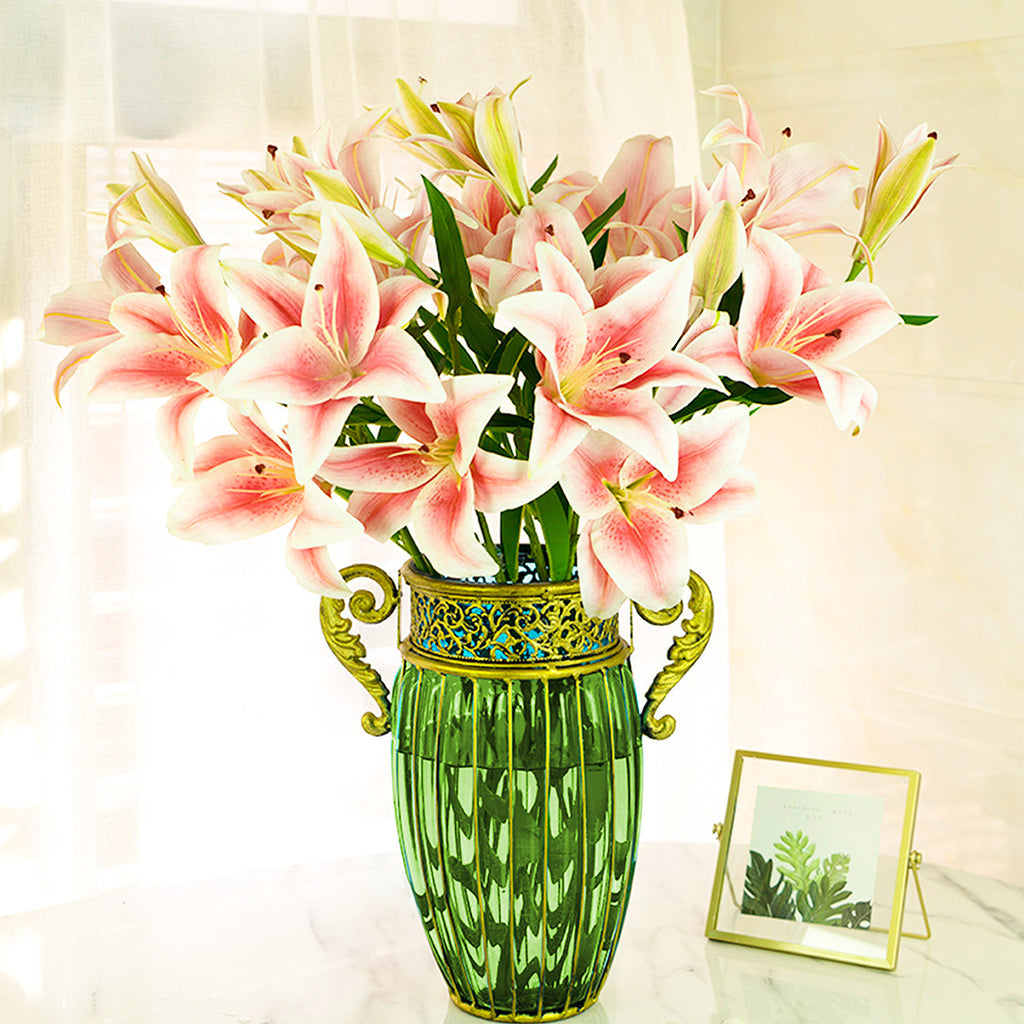 Flower Vase with Metal Handle
