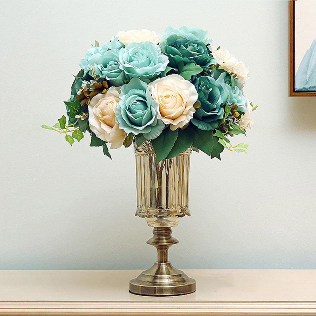 Transparent Vase with Blue Flower Set
