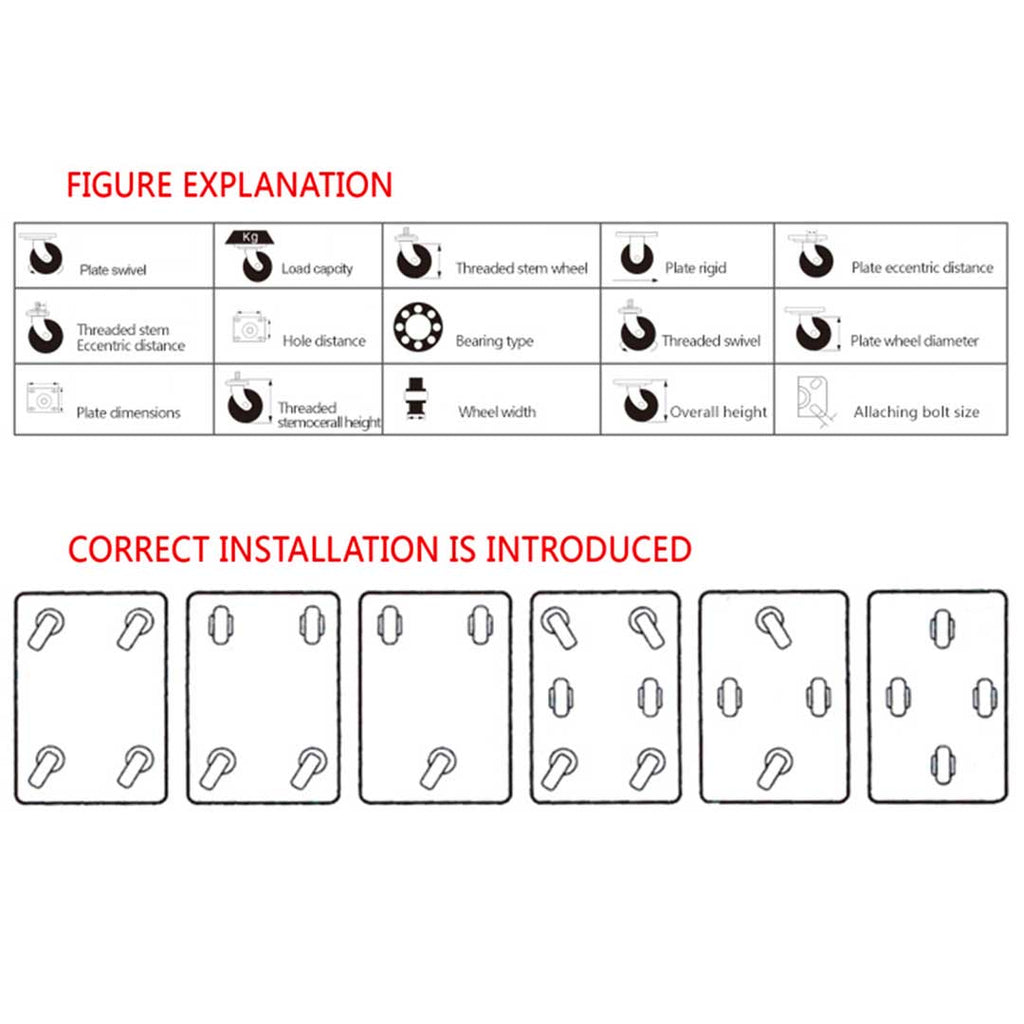 4 Pcs Set Food Cart Wheels