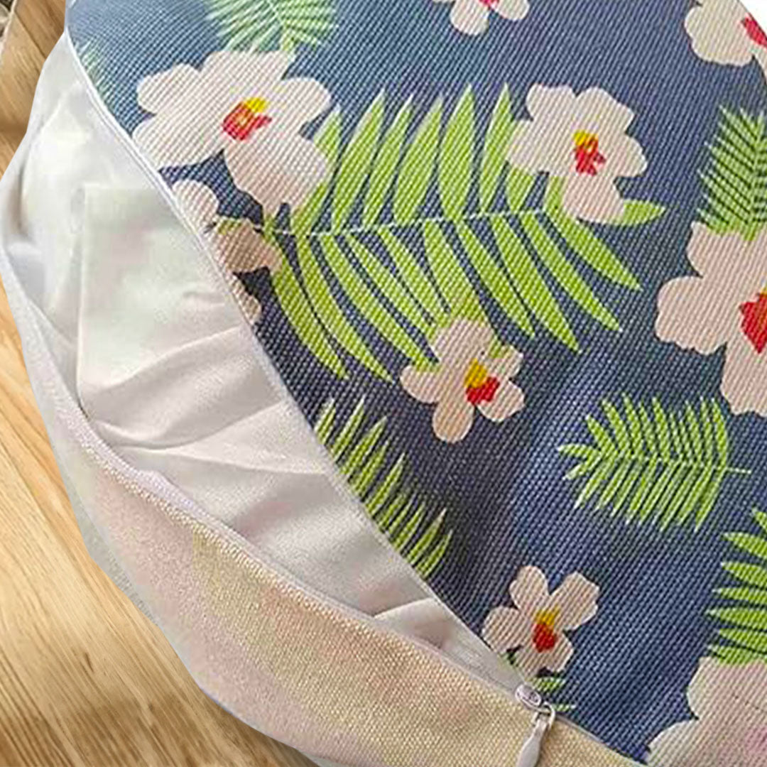 Blue Flower Pouffed Cushion
