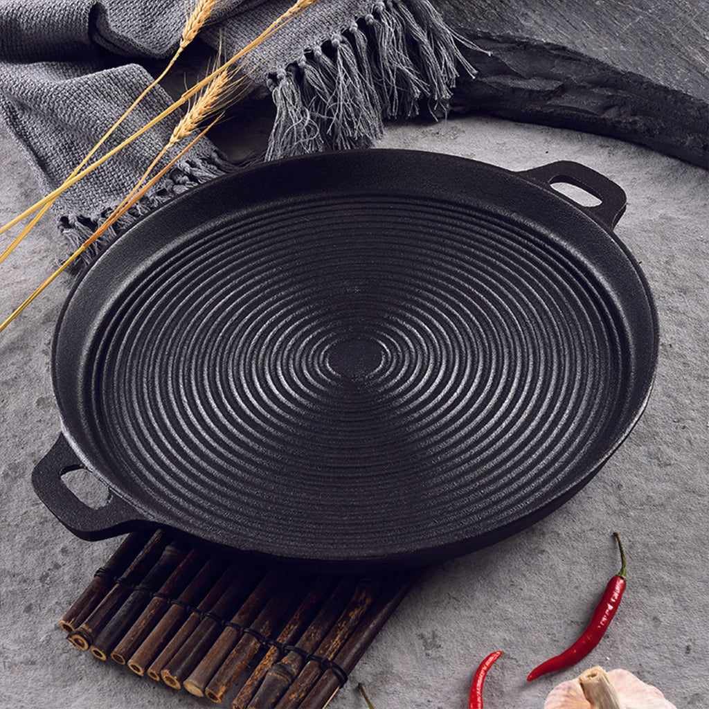 35cm Round Ribbed Frying Pan with Handle