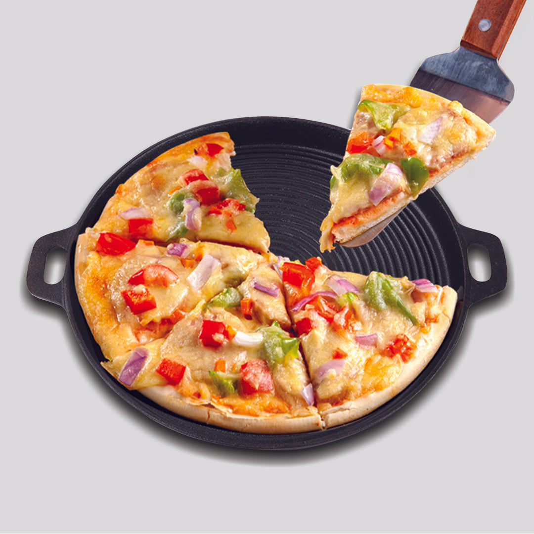 35cm Round Ribbed Frying Pan with Handle