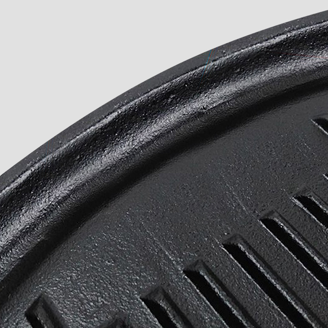 43cm Round Ribbed Frying Pan with Handle