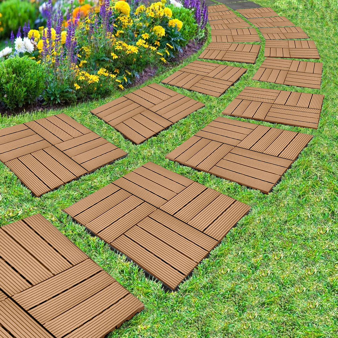 DIY Wooden Composite Decking Tiles (11-Pack)