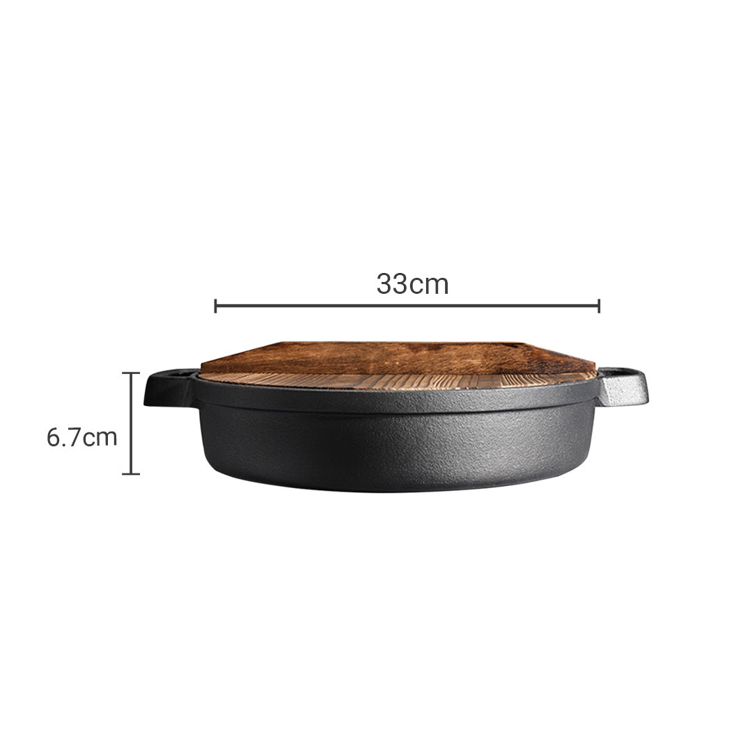Round Pan with Wooden Lid