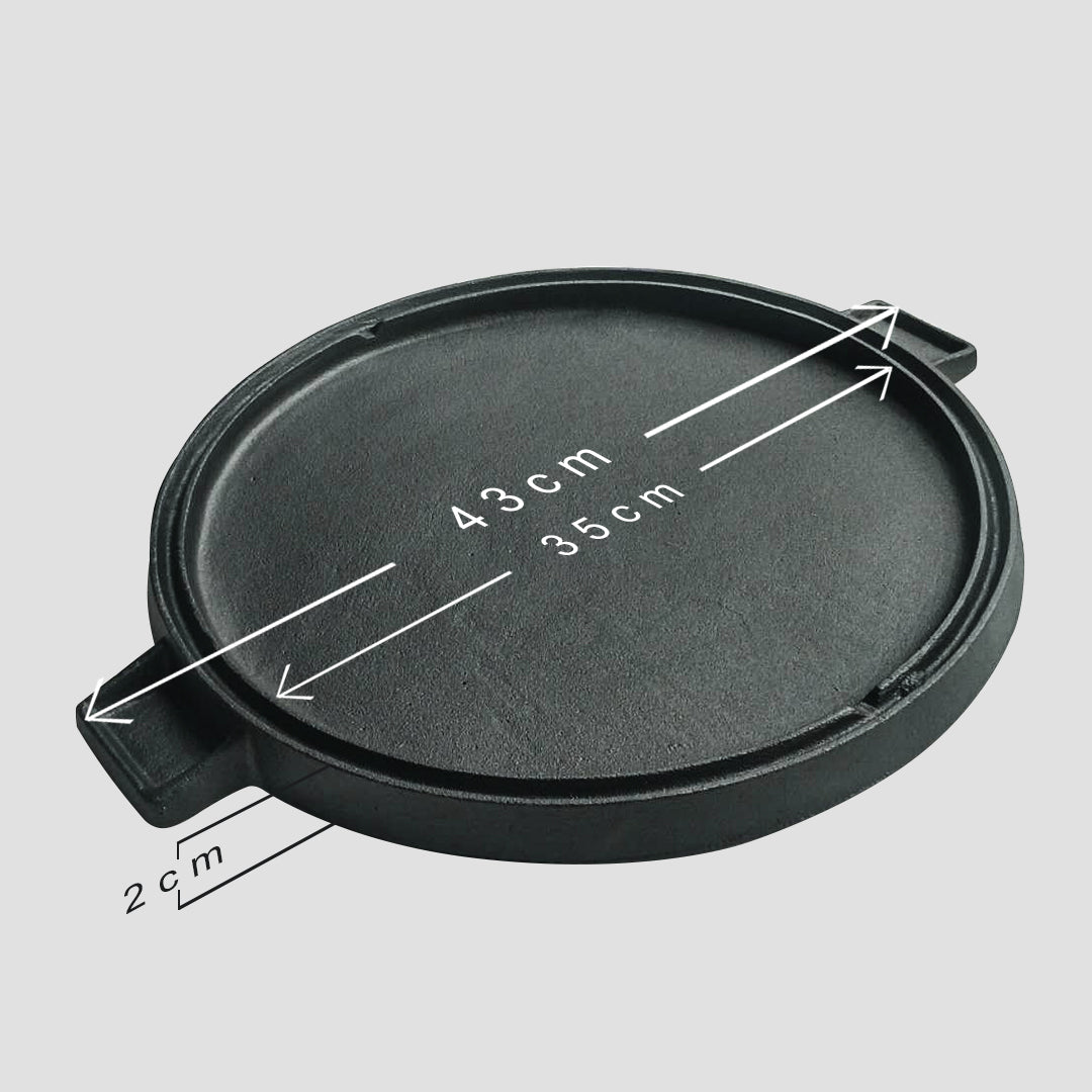 43cm Round Ribbed Frying Pan with Handle