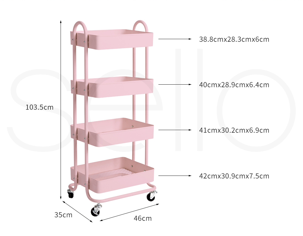 Utility Trolley Cart 4 Tiers