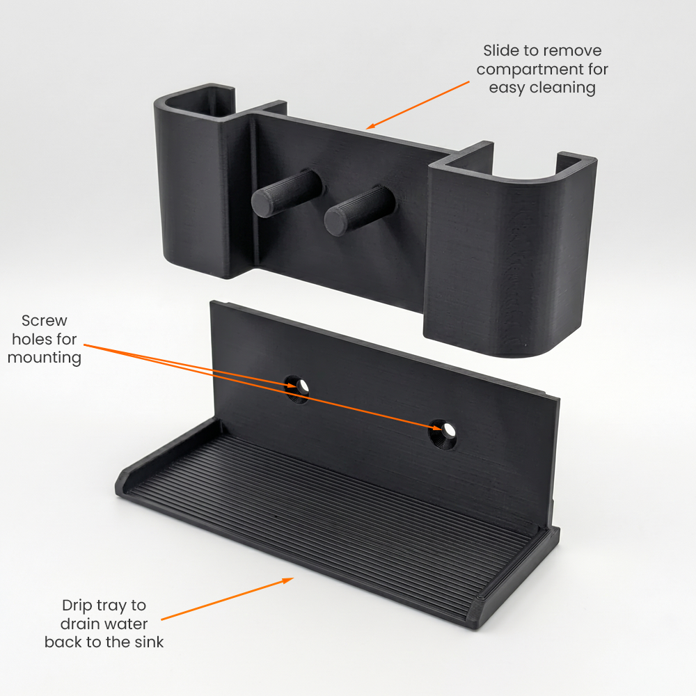 Modular Sink Caddy Sponge & Brush Organizer with Drip Tray