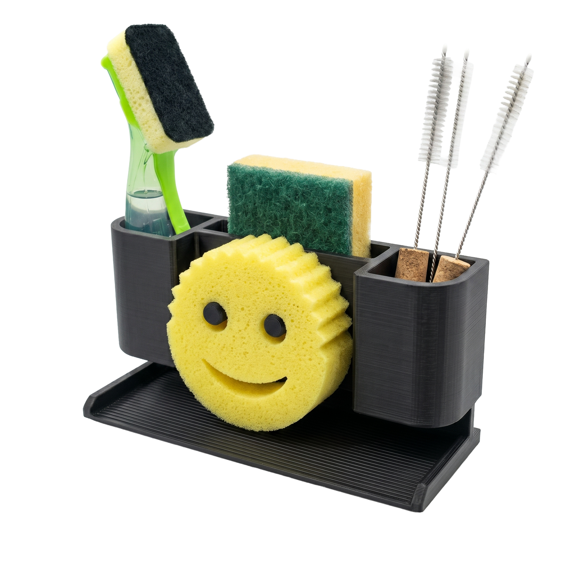 Modular Sink Caddy Sponge & Brush Organizer with Drip Tray