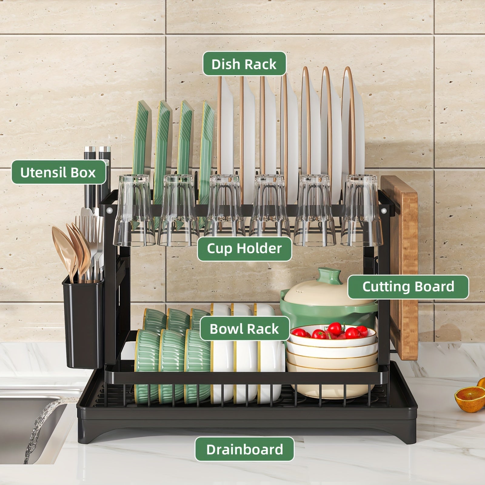 TidyTier Kitchen Dish Rack