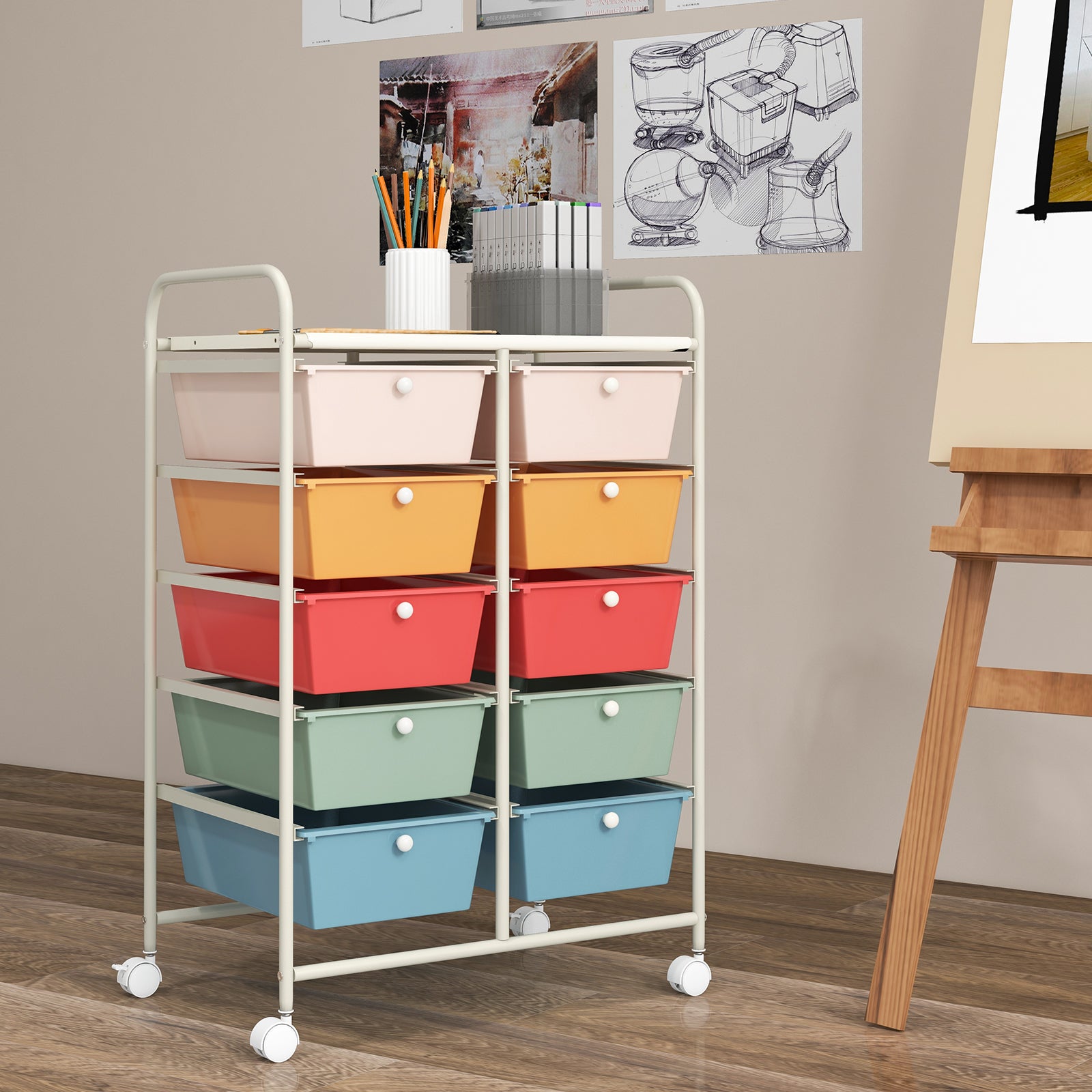 10-Drawer Utility Trolley Organiser
