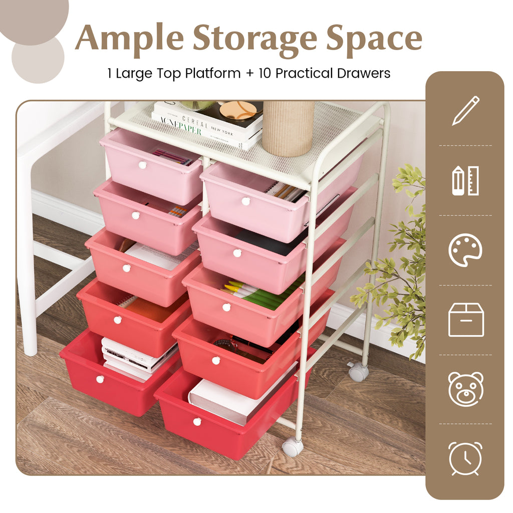 10-Drawer Utility Trolley Organiser