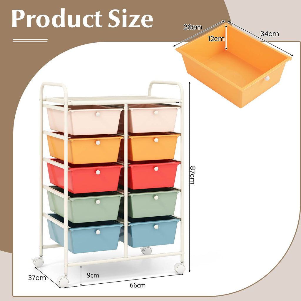 10-Drawer Utility Trolley Organiser