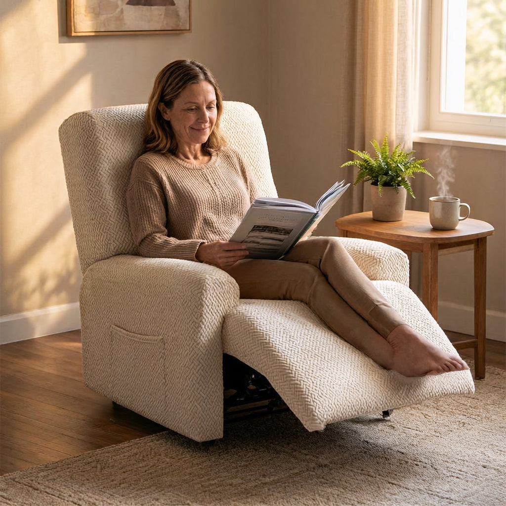 Jacquard White Recliner Covers