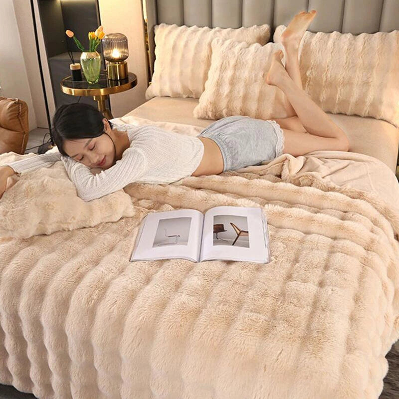 Rabbit Fur Throw Blanket