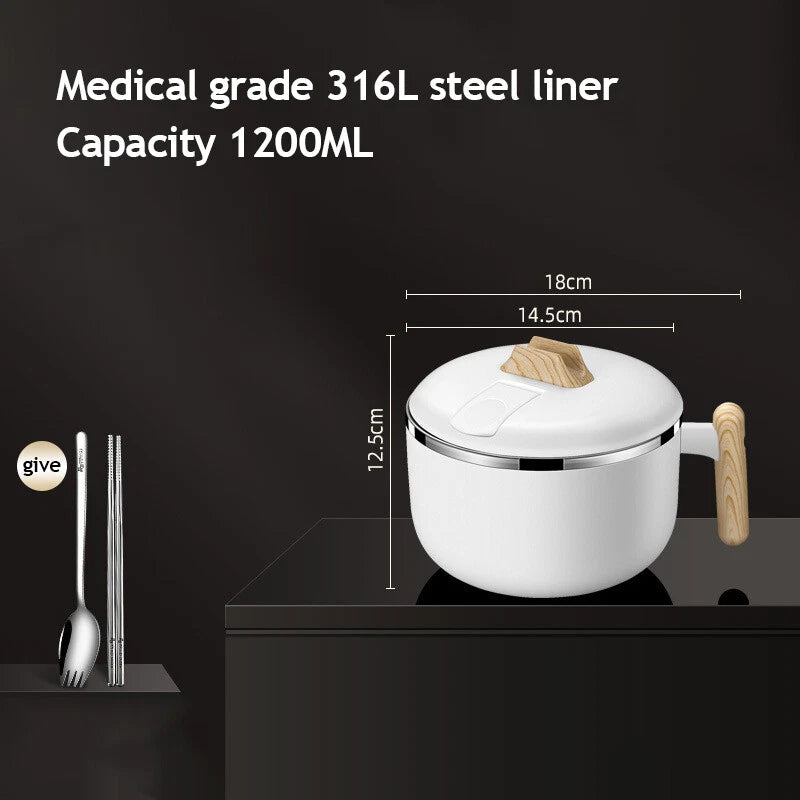 1.2L Instant Noodle Large Cereal Bowl Soup Mug Sealing Lid w/Phone Holder Handle