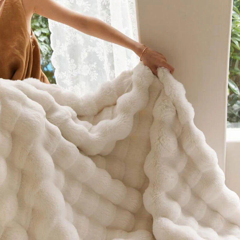 Rabbit Fur Throw Blanket