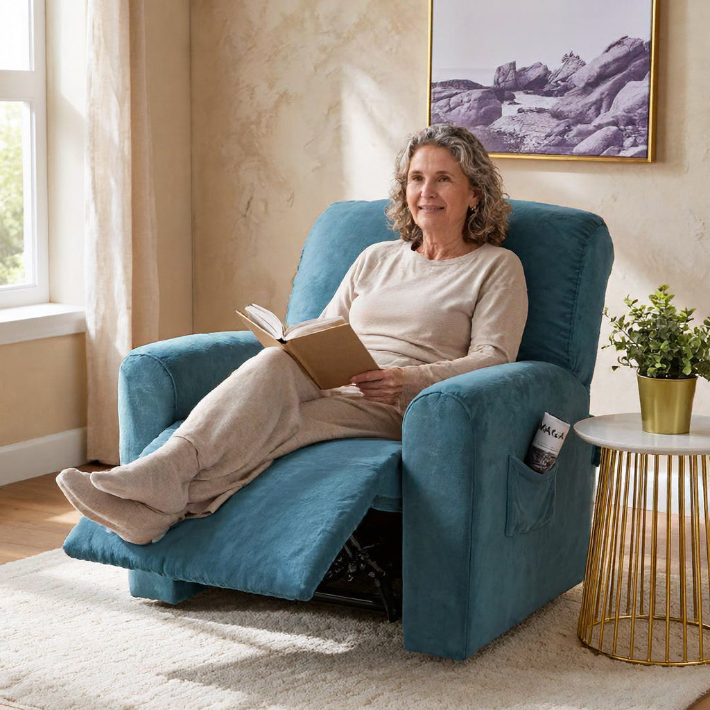 Velvet Lake Blue Recliner Covers