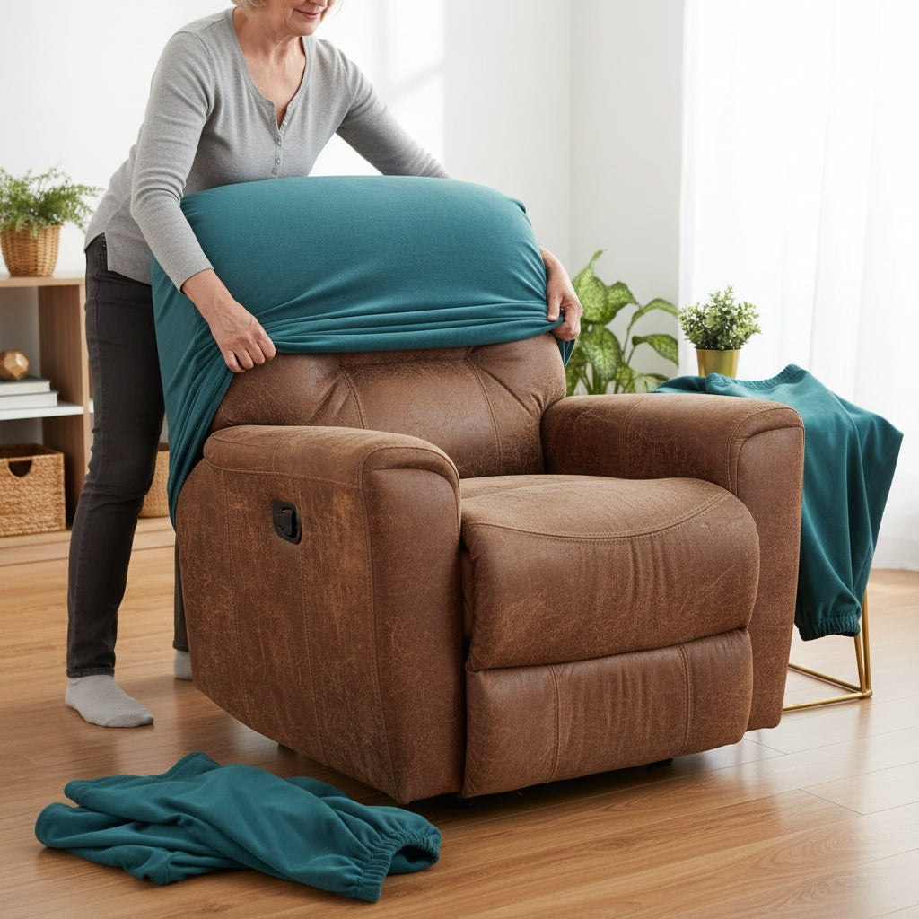 Velvet Lake Blue Recliner Covers
